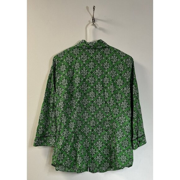Classy Jones New York Green Button Up Shirt  Sz M Long Sleeve Blouse 💚 - Picture 2 of 3